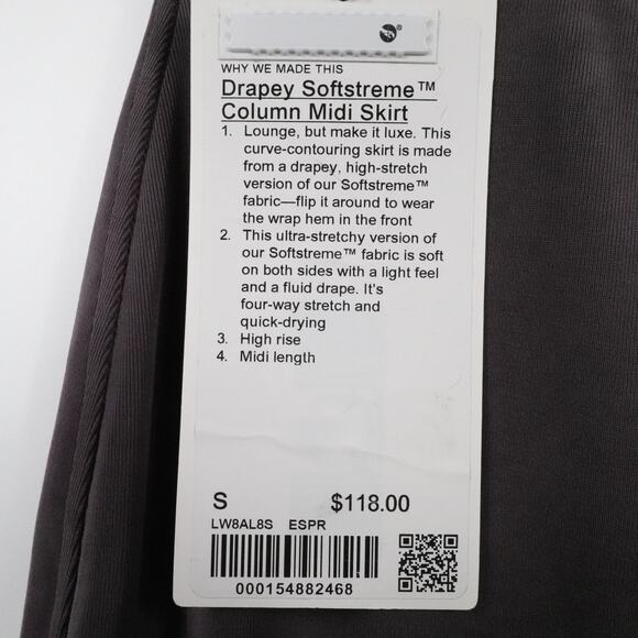 NWT $118 Lululemon Espresso Softstreme Drapey Column Midi Skirt Womens Small - Picture 4 of 14
